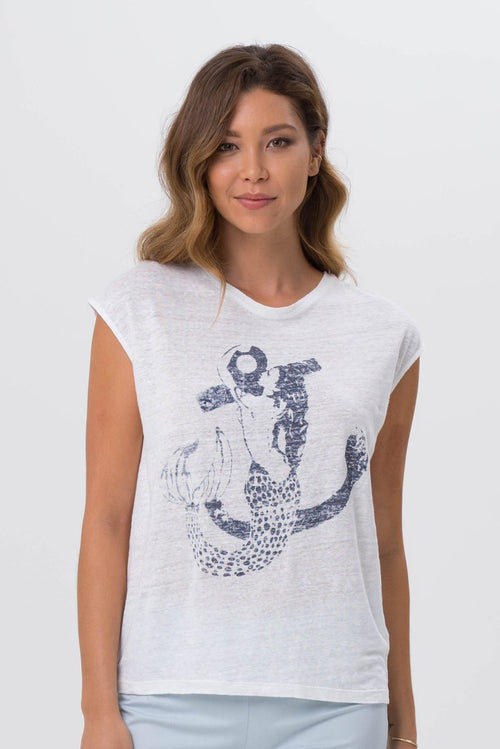 Ladies Printed T-shirt Navy