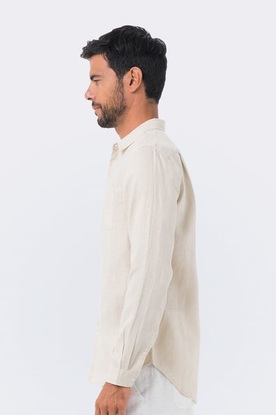 Men Linen Shirt L/S Grey