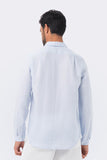 Men Linen Shirt L/S Blue