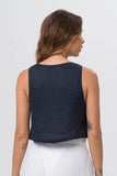 Julia Linen Crop Top Navy