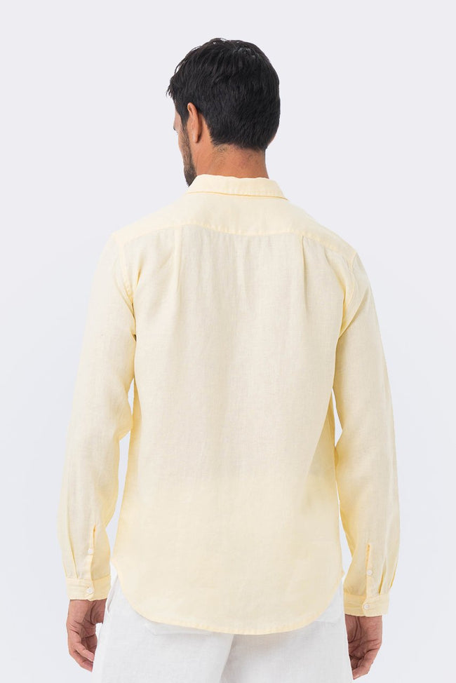 Men Linen Shirt L/S Yellow