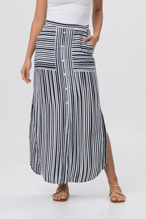 Stripe Maxi Skirt Navy