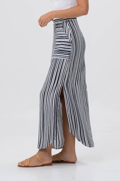 Stripe Maxi Skirt Navy