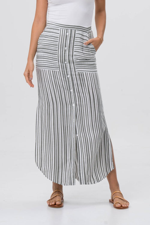 Stripe Maxi Skirt Grey