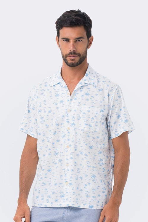 Bali Tropical Shirt S/S Blue Coconut - By The Sea Bali