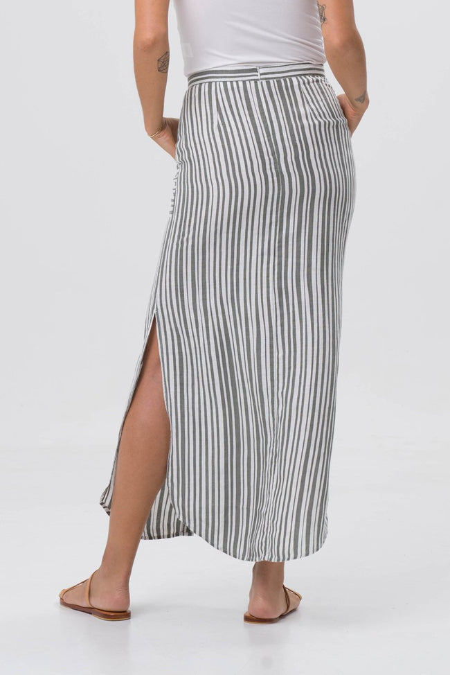 Stripe Maxi Skirt Grey
