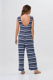 Sayulita Linen Jumpsuit Navy Striped