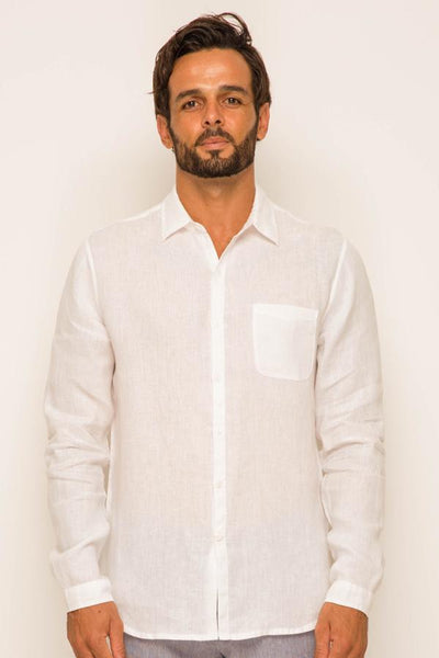 Syros Linen Slim Fit L/S Shirt White