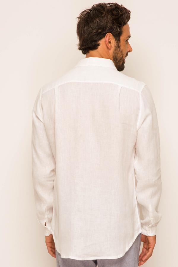 Syros Linen Slim Fit L/S Shirt White