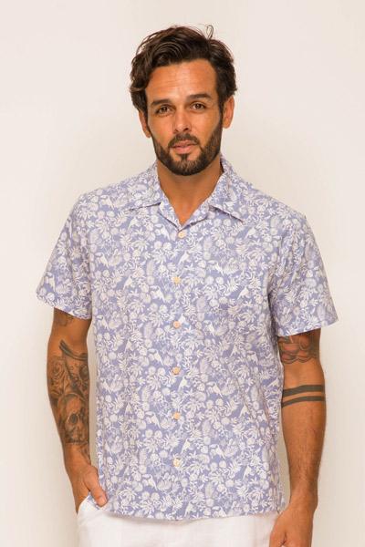 Bali Tropical Shirt S/S Blue - By The Sea Bali