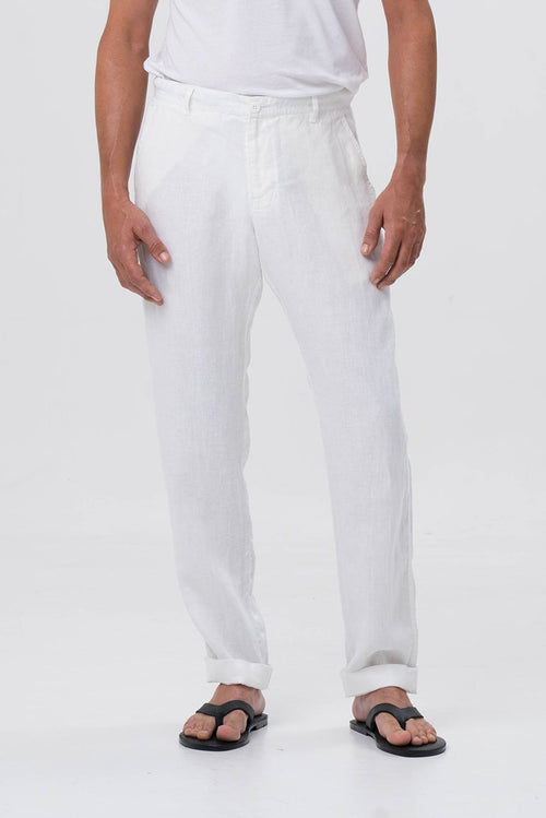 Mens Linen Trousers White