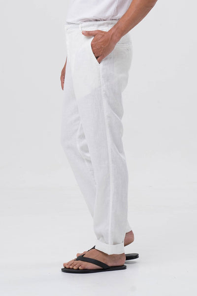 Mens Linen Trousers White