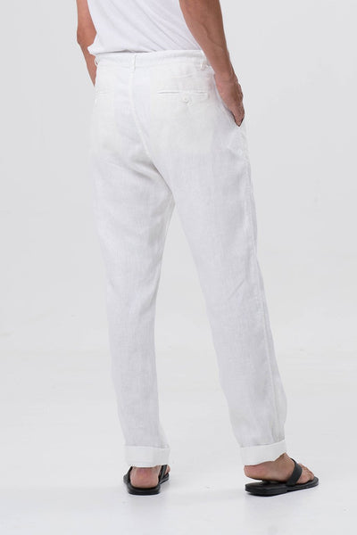 Mens Linen Trousers White