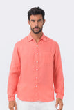 Syros Linen Slim Fit L/S Shirt Coral
