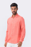 Syros Linen Slim Fit L/S Shirt Coral