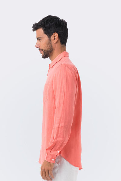 Syros Linen Slim Fit L/S Shirt Coral