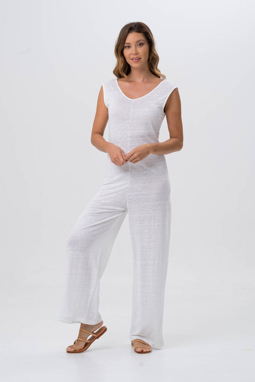 Sayulita Linen Jumpsuit White