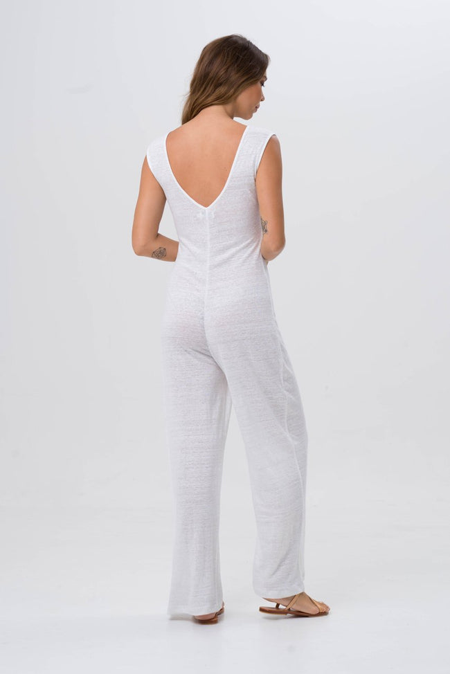 Sayulita Linen Jumpsuit White