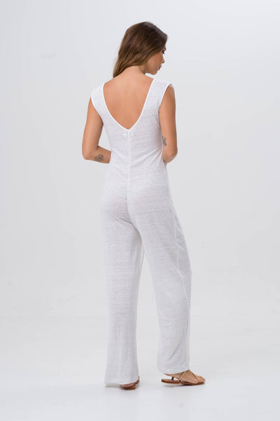 Sayulita Linen Jumpsuit White