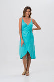 Kyoto Linen Dress Turquoise