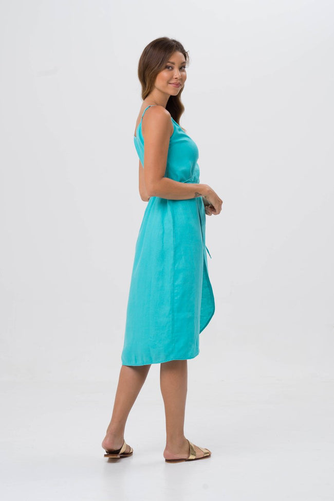 Kyoto Linen Dress Turquoise