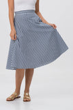 Midi Stripe Skirt Navy
