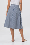 Midi Stripe Skirt Navy