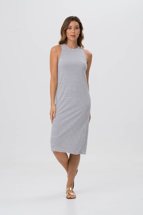 Caprera Stripe Dress Off White