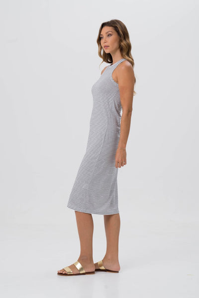 Caprera Stripe Dress Off White