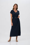 Jersey v-neck maxi dress Navy