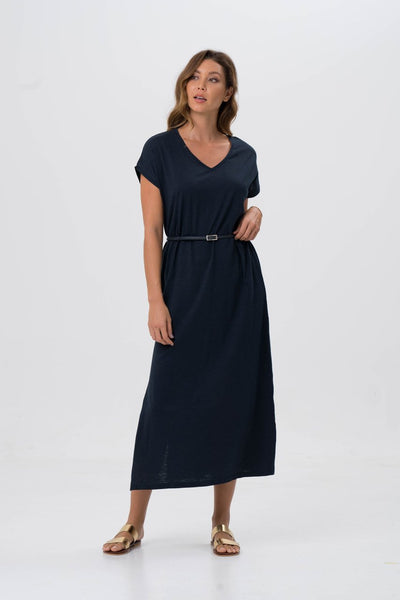 Jersey v-neck maxi dress Navy