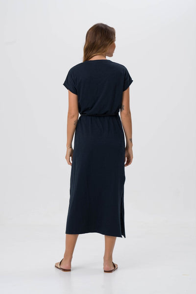 Jersey v-neck maxi dress Navy