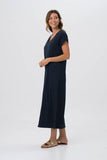 Jersey v-neck maxi dress Navy