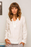 Plaka Lace Linen Shirt White