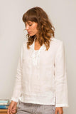 Plaka Lace Linen Shirt White
