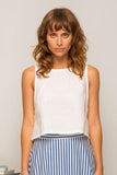 Julia Linen Crop Top White