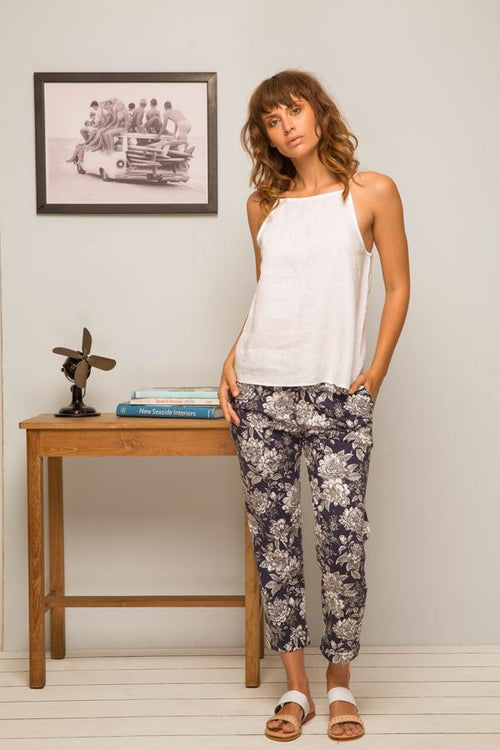 Linen Square top White