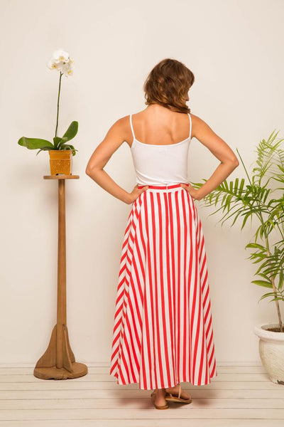Maxi Stripe Skirt Red