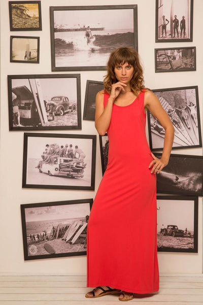 Roxas Low back maxi dress Coral