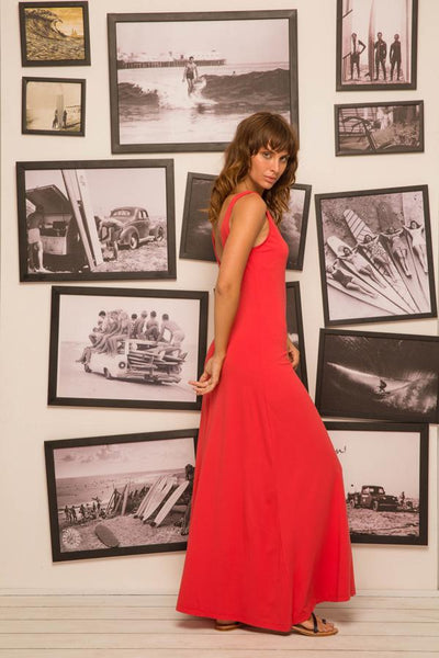 Roxas Low back maxi dress Coral