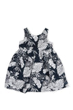 Kids Linen Lace Back Dress Navy