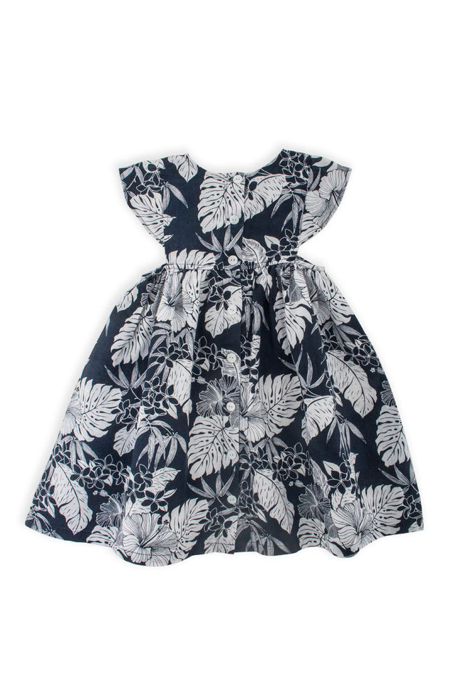 Linen Kids Dress Navy