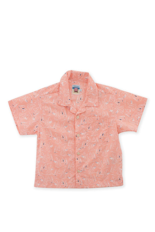 Bali Tropical Shirt S/S Orange Sailboat - By The Sea Bali