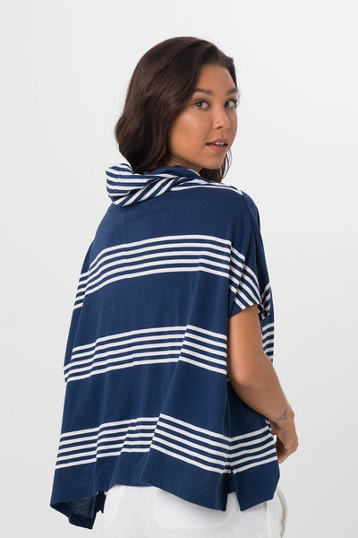 Kanoya Cowl Neck Shirt Navy - By The Sea Bali