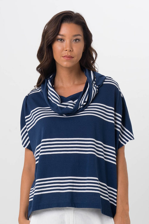 Kanoya Cowl Neck Shirt Navy - By The Sea Bali
