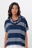 Kanoya Cowl Neck Shirt Navy - By The Sea Bali