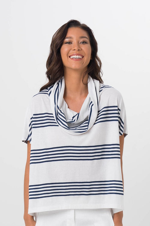 Kanoya Cowl Neck T-Shirt White - By The Sea Bali
