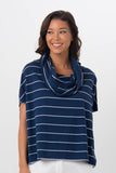 Kanoya Cowl Neck T-Shirt Navy - By The Sea Bali