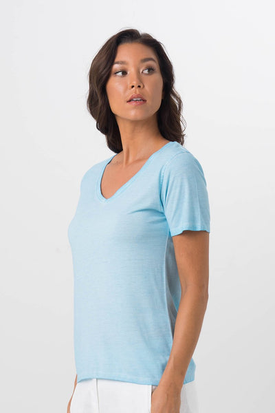 Basic V-Neck T-Shirt Light Blue - By The Sea Bali