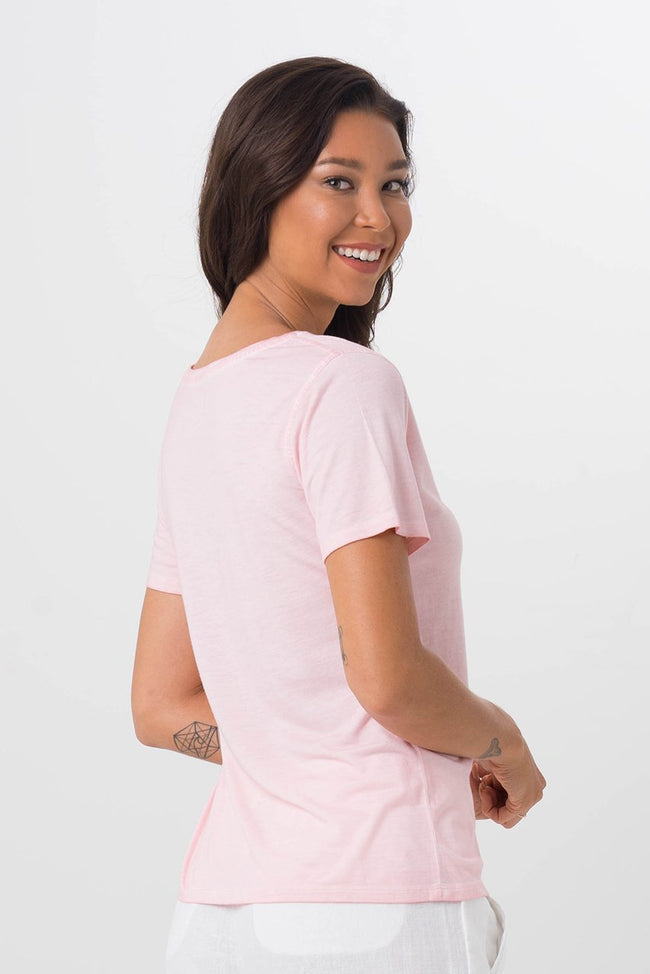 Basic V-Neck T-Shirt Pink - By The Sea Bali